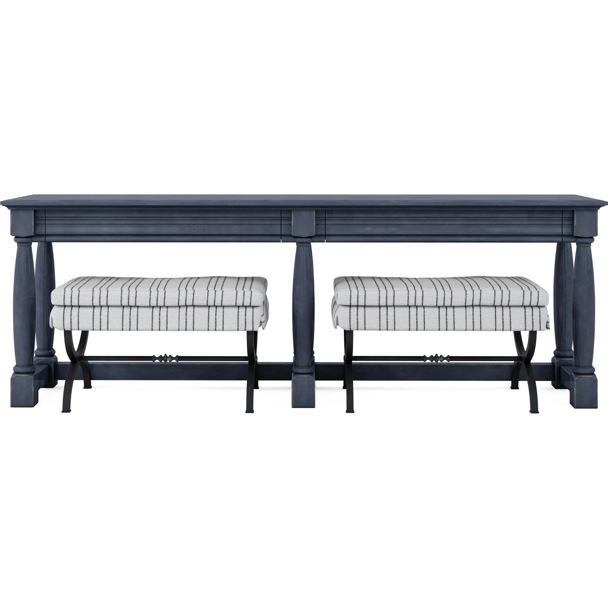 Alcove Console Table by A.R.T. Furniture in slate blue. Made from acacia solids, maple veneers in a transitional style.