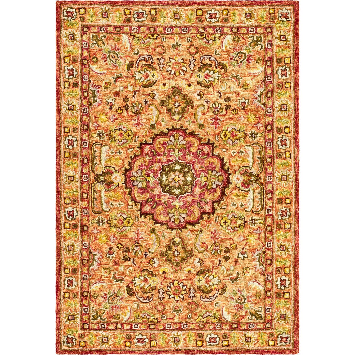 001 SI-2350394,SI-2350395,SI-2350396,SI-2350397 | Primary Silo | Fairfax FFX-2307 Rug by Livabliss in goldenrod, burgundy, olive, mustard, coral. Made from wool in a unique style.