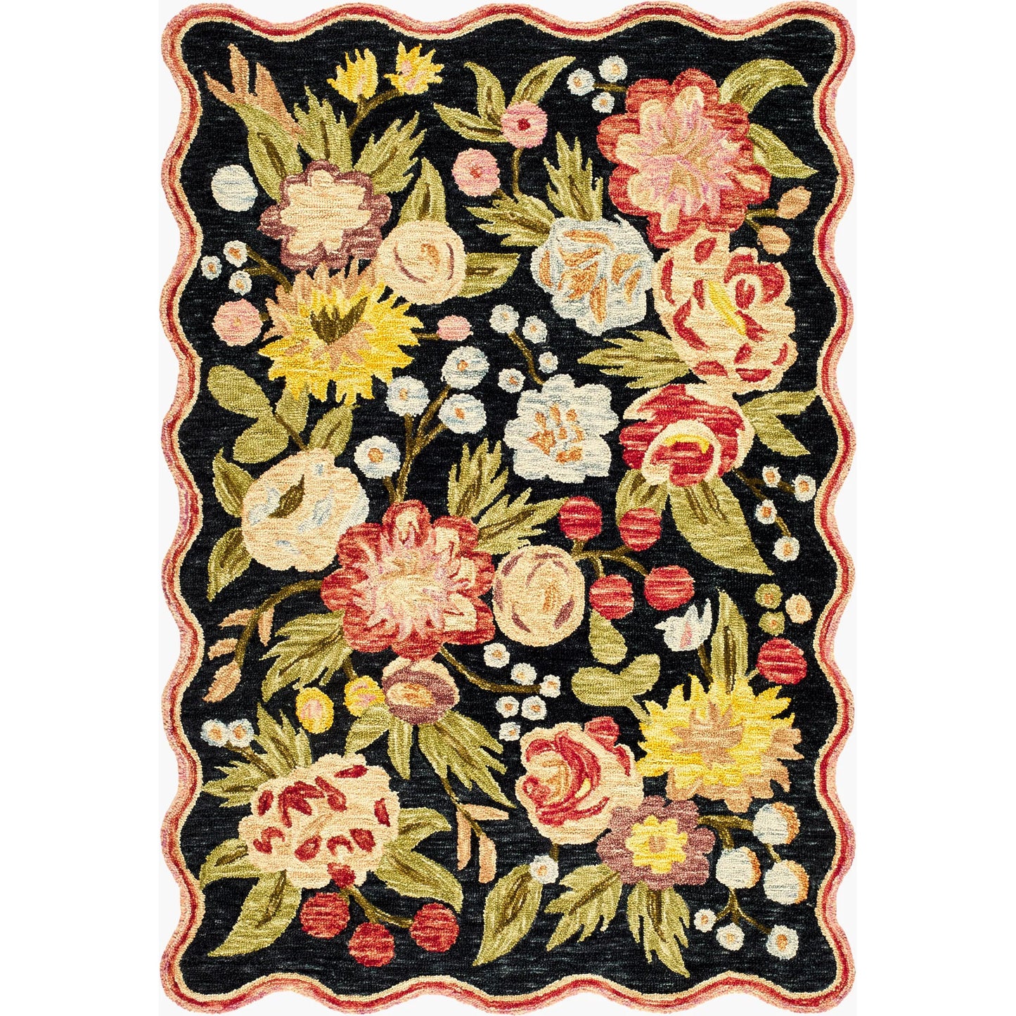 001 SI-2350402,SI-2350403,SI-2350404,SI-2350405 | Primary Silo | Fairfax FFX-2309 Rug by Livabliss in charcoal, rose, olive, cream, marigold, blush, burgundy. Made from wool in a unique style.