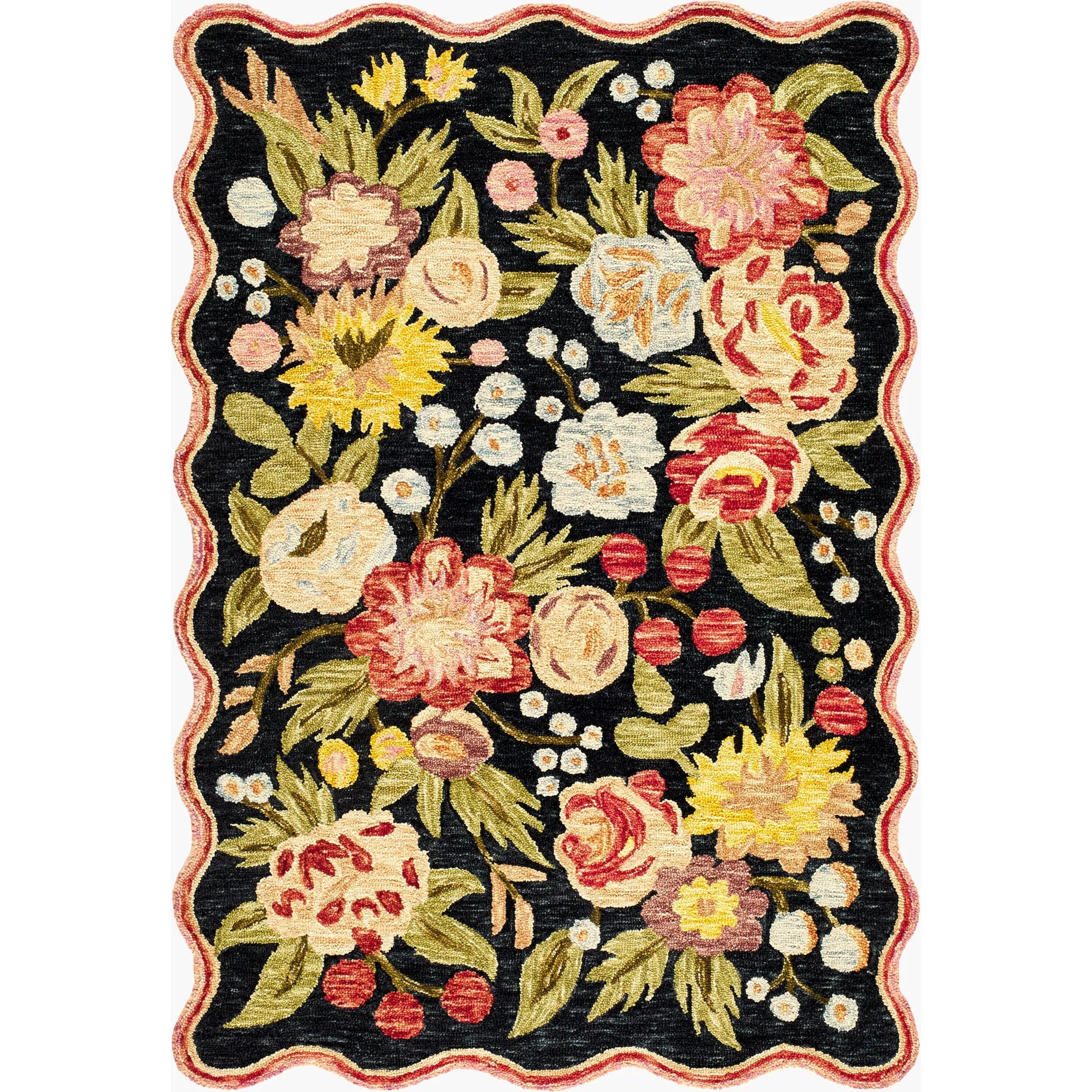 Fairfax FFX-2309 Rug by Livabliss in charcoal, rose, olive, cream, marigold, blush, burgundy. Made from wool in a unique style.