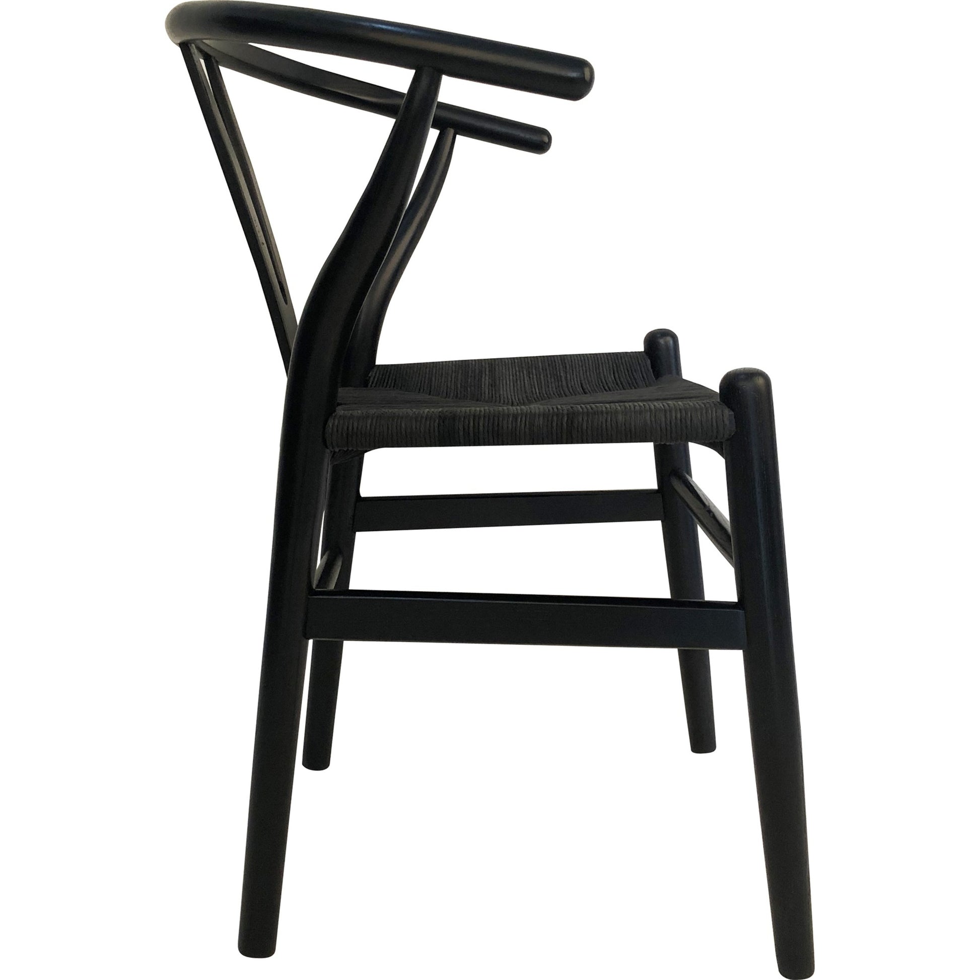 Ventana Dining Chair (Set of 2) by Moe's Home Collection in black frame, natural seat. Made from solid elm frame, woven fibre seat in a transitional style.