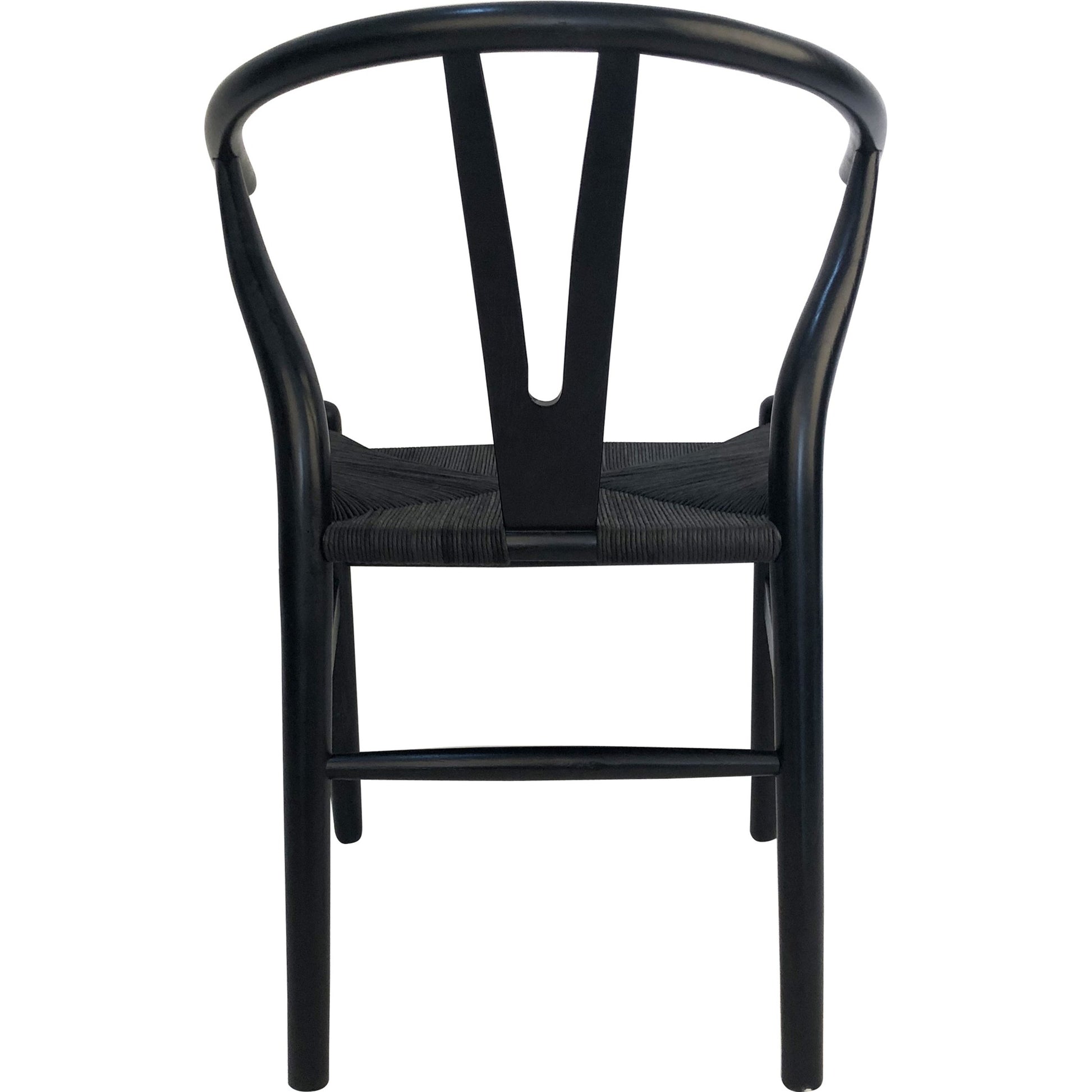 Ventana Dining Chair (Set of 2) by Moe's Home Collection in black frame, natural seat. Made from solid elm frame, woven fibre seat in a transitional style.