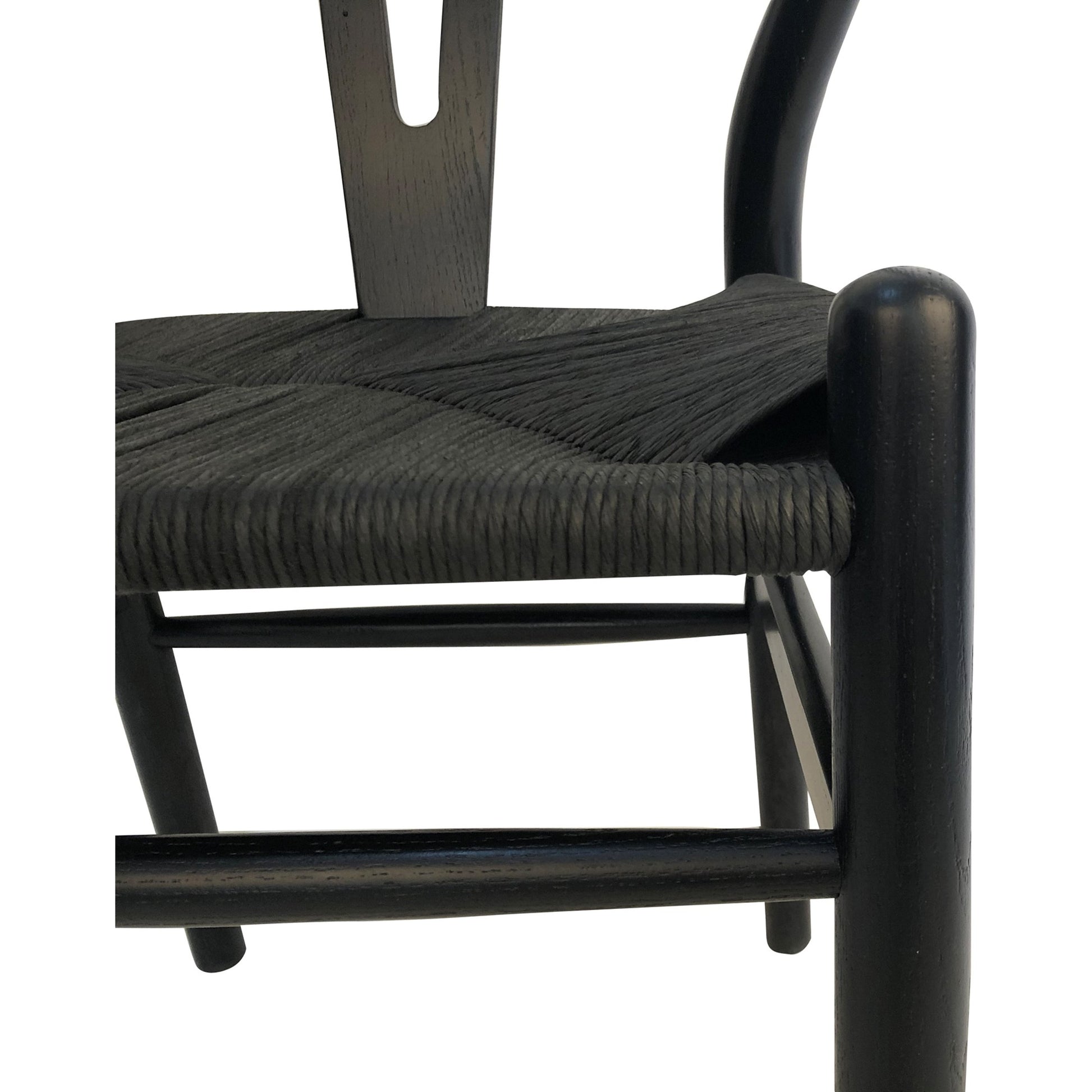 Ventana Dining Chair (Set of 2) by Moe's Home Collection in black frame, natural seat. Made from solid elm frame, woven fibre seat in a transitional style.