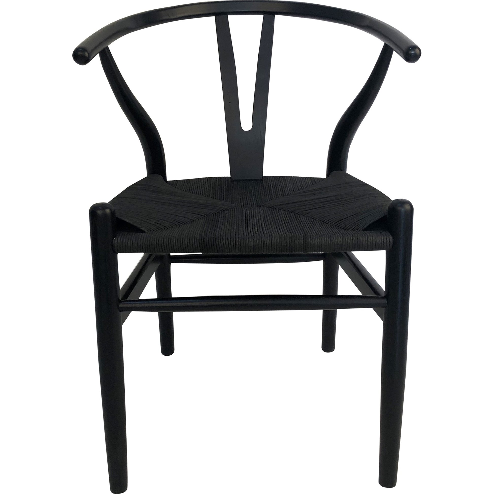 Ventana Dining Chair (Set of 2) by Moe's Home Collection in black frame, natural seat. Made from solid elm frame, woven fibre seat in a transitional style.