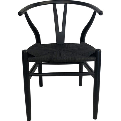 Ventana Dining Chair (Set of 2) by Moe's Home Collection in black frame, natural seat. Made from solid elm frame, woven fibre seat in a transitional style.