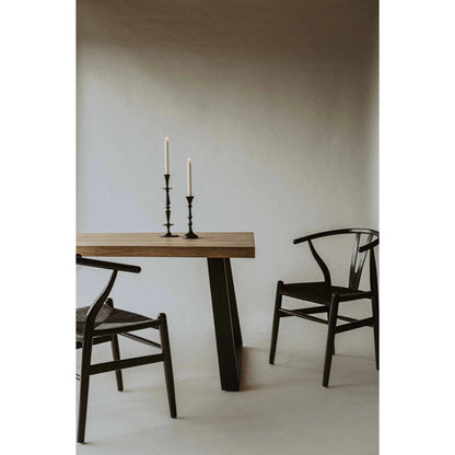 Ventana Dining Chair (Set of 2) by Moe's Home Collection in black frame, natural seat. Made from solid elm frame, woven fibre seat in a transitional style.