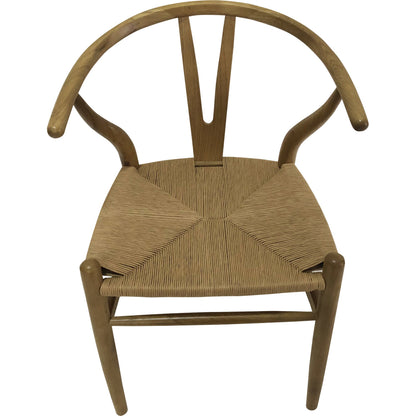 Ventana Dining Chair (Set of 2) by Moe's Home Collection in black frame, natural seat. Made from solid elm frame, woven fibre seat in a transitional style.