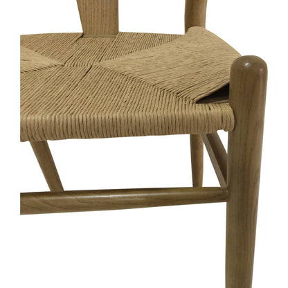 Ventana Dining Chair (Set of 2) by Moe's Home Collection in black frame, natural seat. Made from solid elm frame, woven fibre seat in a transitional style.