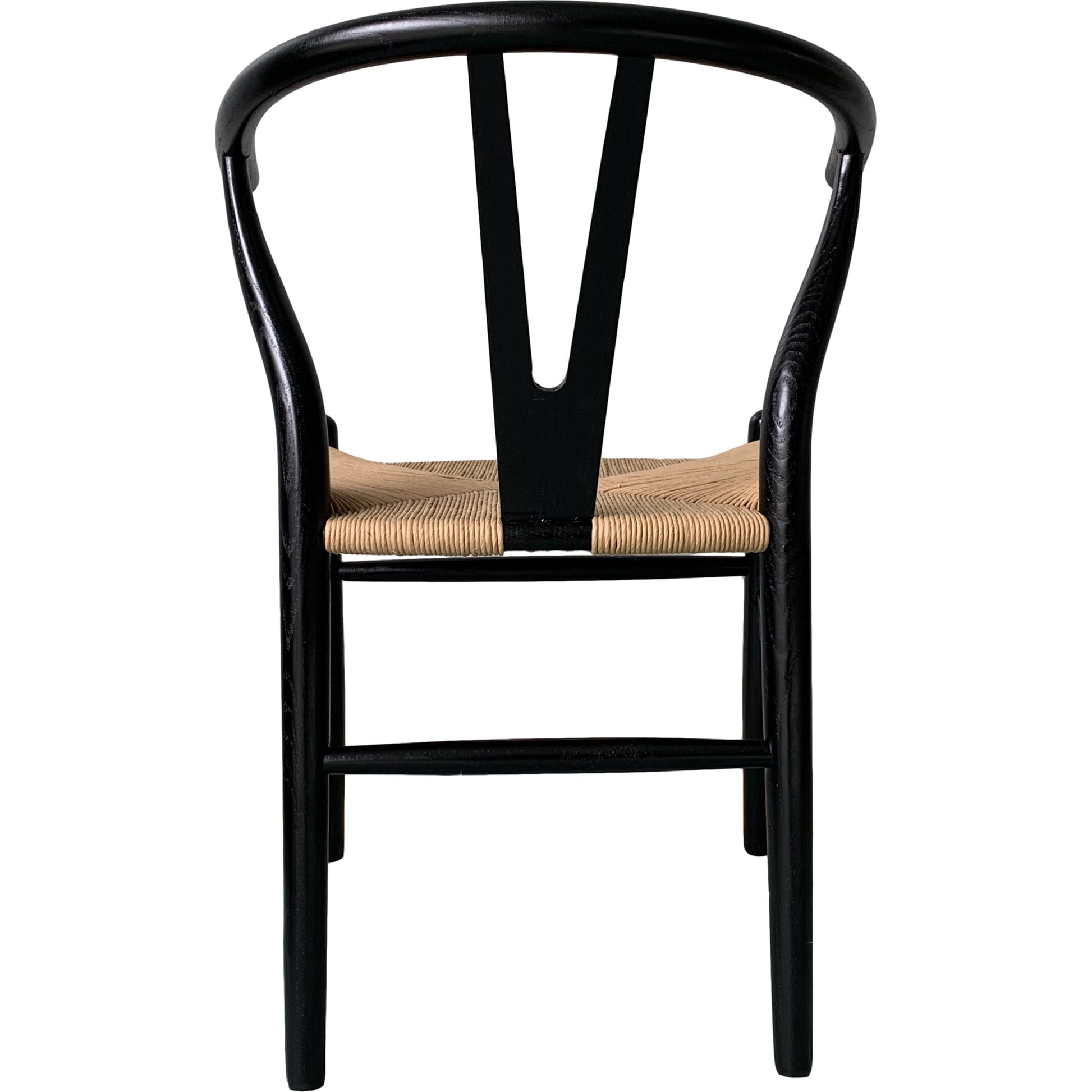 Ventana Dining Chair (Set of 2) by Moe's Home Collection in black frame, natural seat. Made from solid elm frame, woven fibre seat in a transitional style.