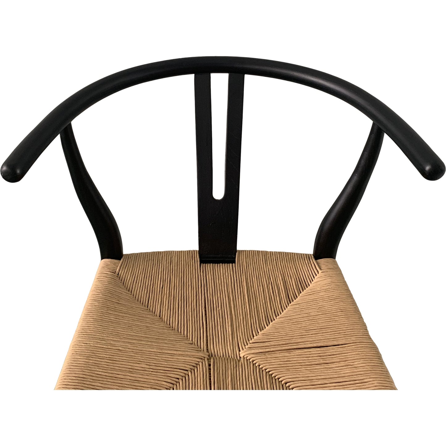 019 SI-1789187 | Closeup | Ventana Dining Chair (Set of 2) by Moe's Home Collection in black frame, natural seat. Made from solid elm frame, woven fibre seat in a transitional style.