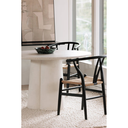 Ventana Dining Chair (Set of 2) by Moe's Home Collection in black frame, natural seat. Made from solid elm frame, woven fibre seat in a transitional style.