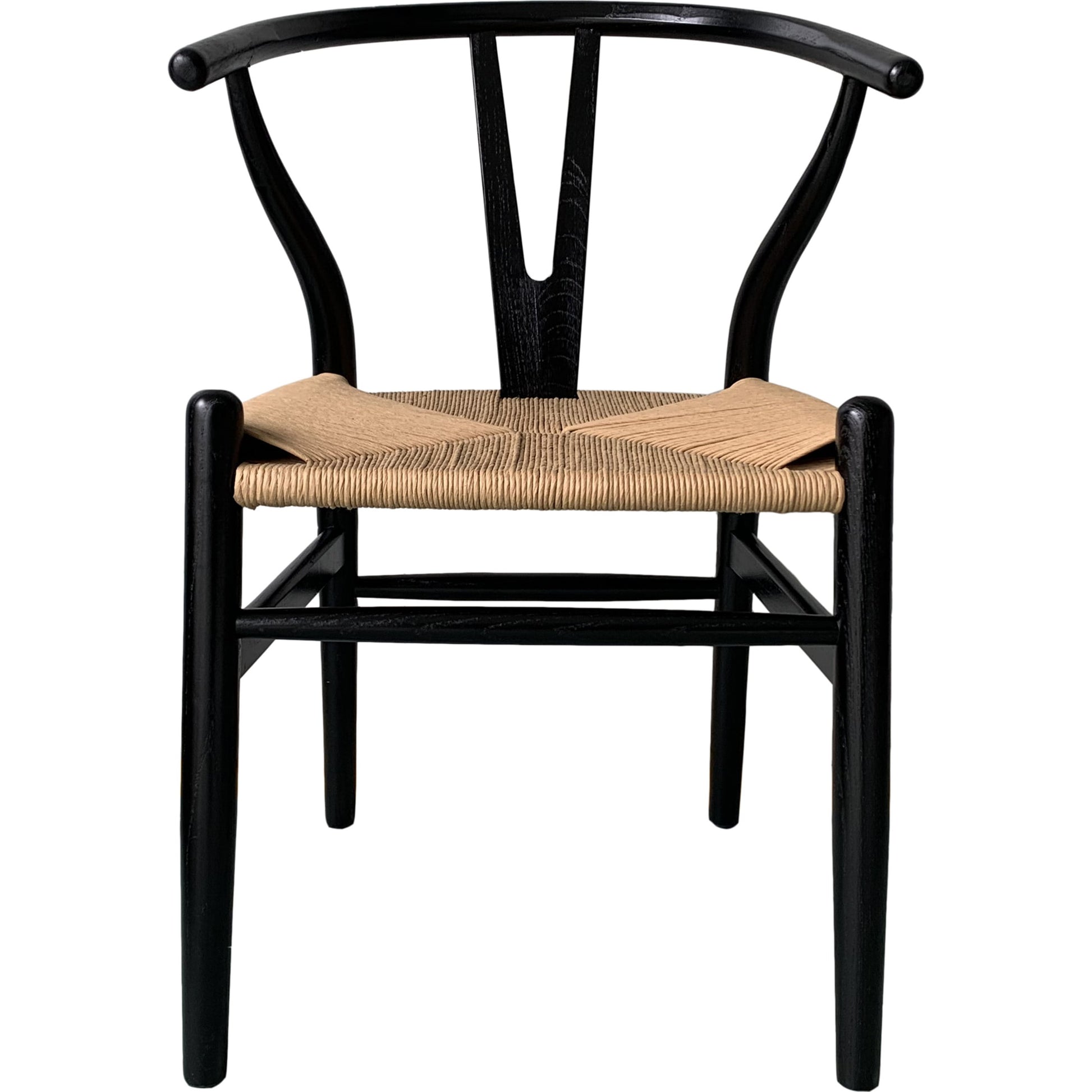 Ventana Dining Chair (Set of 2) by Moe's Home Collection in black frame, natural seat. Made from solid elm frame, woven fibre seat in a transitional style.