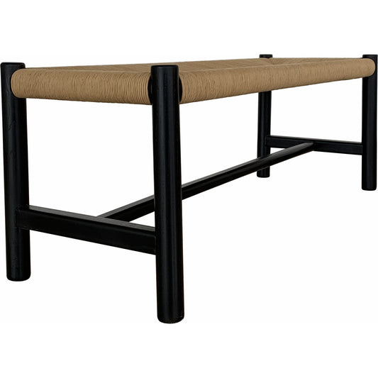 Hawthorn Bench by Moe's Home Collection. Made from solid elm frame, woven natural-fiber rope seat in a coastal style.