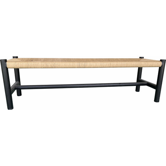 Hawthorn Bench by Moe's Home Collection. Made from solid elm frame, woven natural-fiber rope seat in a coastal style.