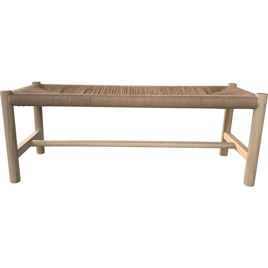 Hawthorn Bench by Moe's Home Collection. Made from solid elm frame, woven natural-fiber rope seat in a coastal style.