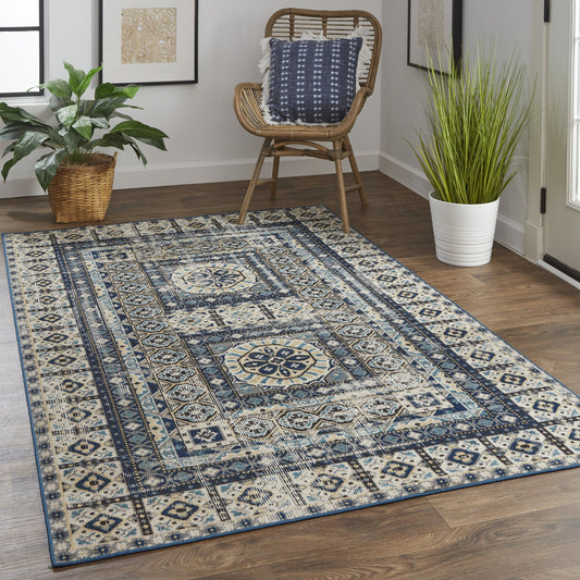 Nolan Transitional Rug - 39BYF by Feizy in ivory, tan, blue. Made from polypropylene in a unique style.