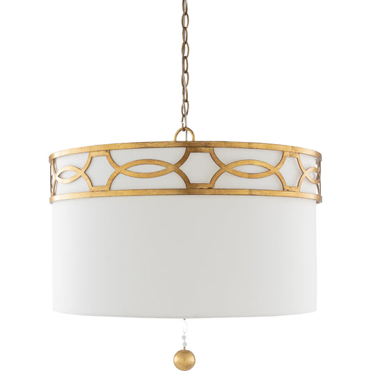 Filligree Ceiling Light - 23187 by Surya in multi and white, gold. Made from linen, polyester, steel, metal in a transitional style.
