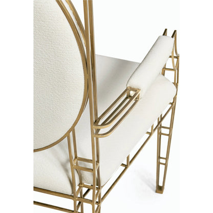 Xo Arm Chair (Set of 2) by Jonathan Charles in white and bronze. Made from stainless steel, foam, fabric in a traditional style.