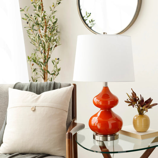 Foligno - 30291 by Surya in orange, translucent, metallic nickel, white, metallic brass and brushedpaintedbrushed. Made from linen, polyester, glass, metal in a modern style.