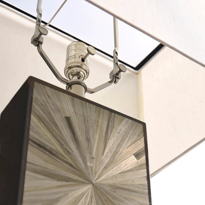 Terra Vertical Table Lamp by Jonathan Charles in natural straw. Made from main straw in a unique style.