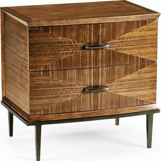 Toulouse Bedside Chest by Jonathan Charles in walnut. Made from walnut quarter figured veneer in a modern style.