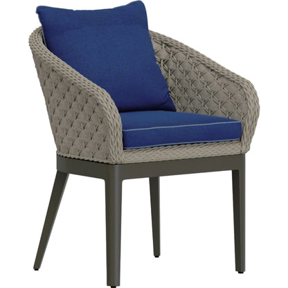 Marbella Outdoor Dining Chair by Sunset West in graphite. Made from olefin rope in a modern style.