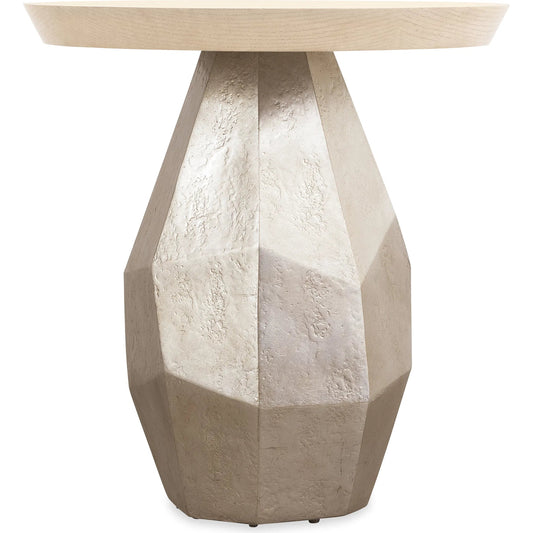 Westwood Accent Table by Hooker Furniture in venetian dawn silver-leaf and polished limestone. Made from oak veneers, resin in a unique style.
