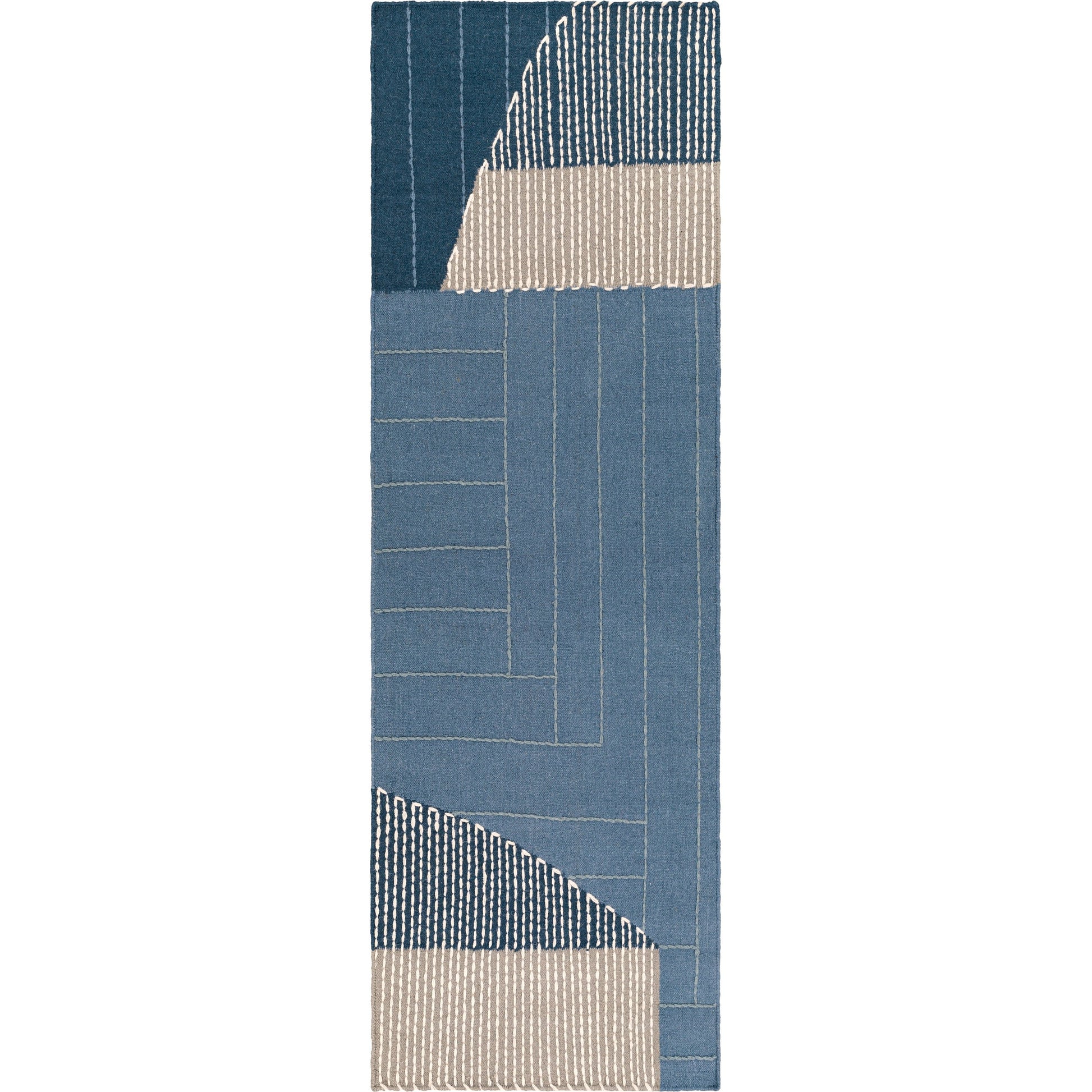 Fulham Rug - 26507 by Livabliss in blue, medium gray, off-white, taupe, dark blue. Made from 80% wool, 20% cotton in a unique style.