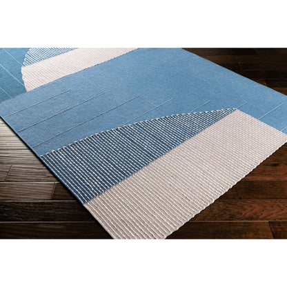 Fulham Rug - 26507 by Livabliss in blue, medium gray, off-white, taupe, dark blue. Made from 80% wool, 20% cotton in a unique style.