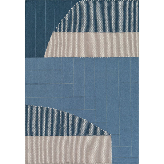 Fulham Rug - 26507 by Livabliss in blue, medium gray. Made from 80% wool, 20% cotton in a unique style.