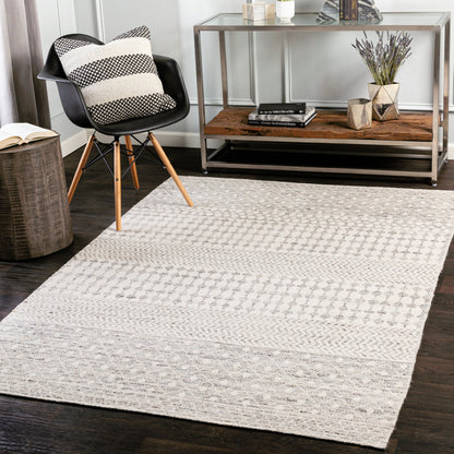 Fulham Rug - 27324 by Livabliss in beige, cream, medium gray, slate, charcoal. Made from 50% chenille-cotton, 50% viscose in a unique style.