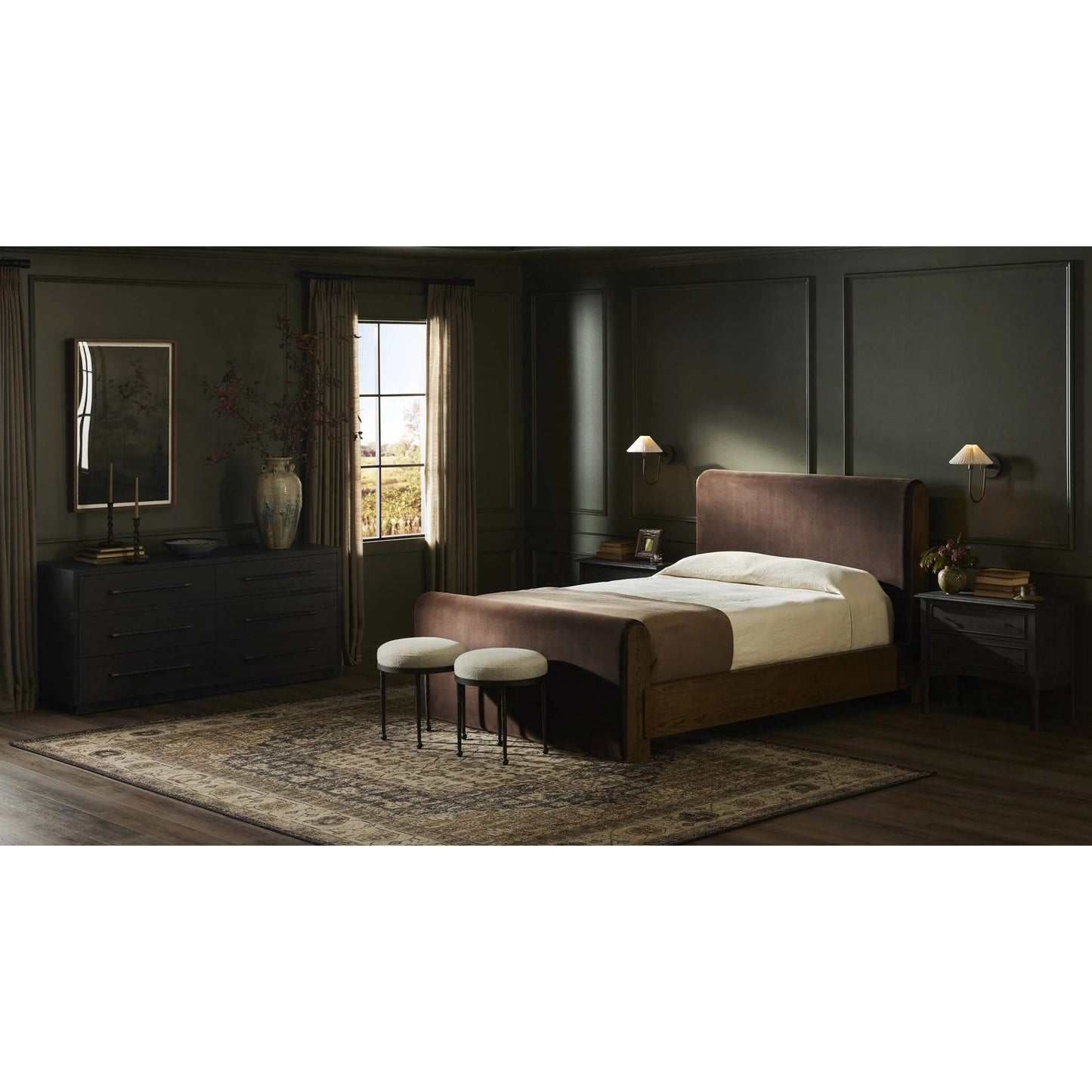 015 SI-2327537 | Lifestyle | Adolfo 6 Drawer Dresser by Four Hands in modern black ash, modern black ash solid. Made from ash veneer, solid ash in a modern style.