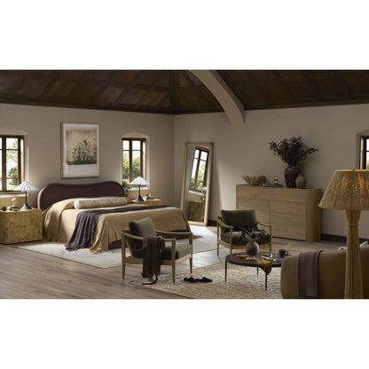 Barwin Chair by Four Hands. Made from 76.8% cotton, 23.2% polyester, solid oak, rush in a rustic style.