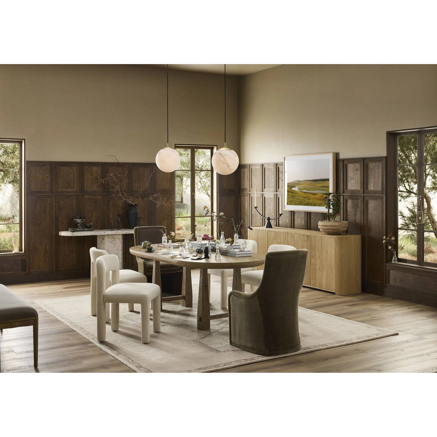 016 SI-2446640 | Lifestyle | Radius Sideboard by Four Hands in light blonde sungkai veneer. Made from thick sungkai veneer in a transitional style.