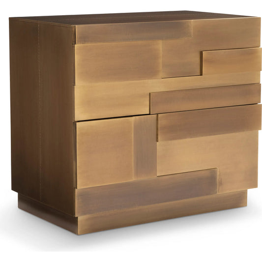 Acora Nightstand by Bernhardt in brass. Made from metal in a modern style.