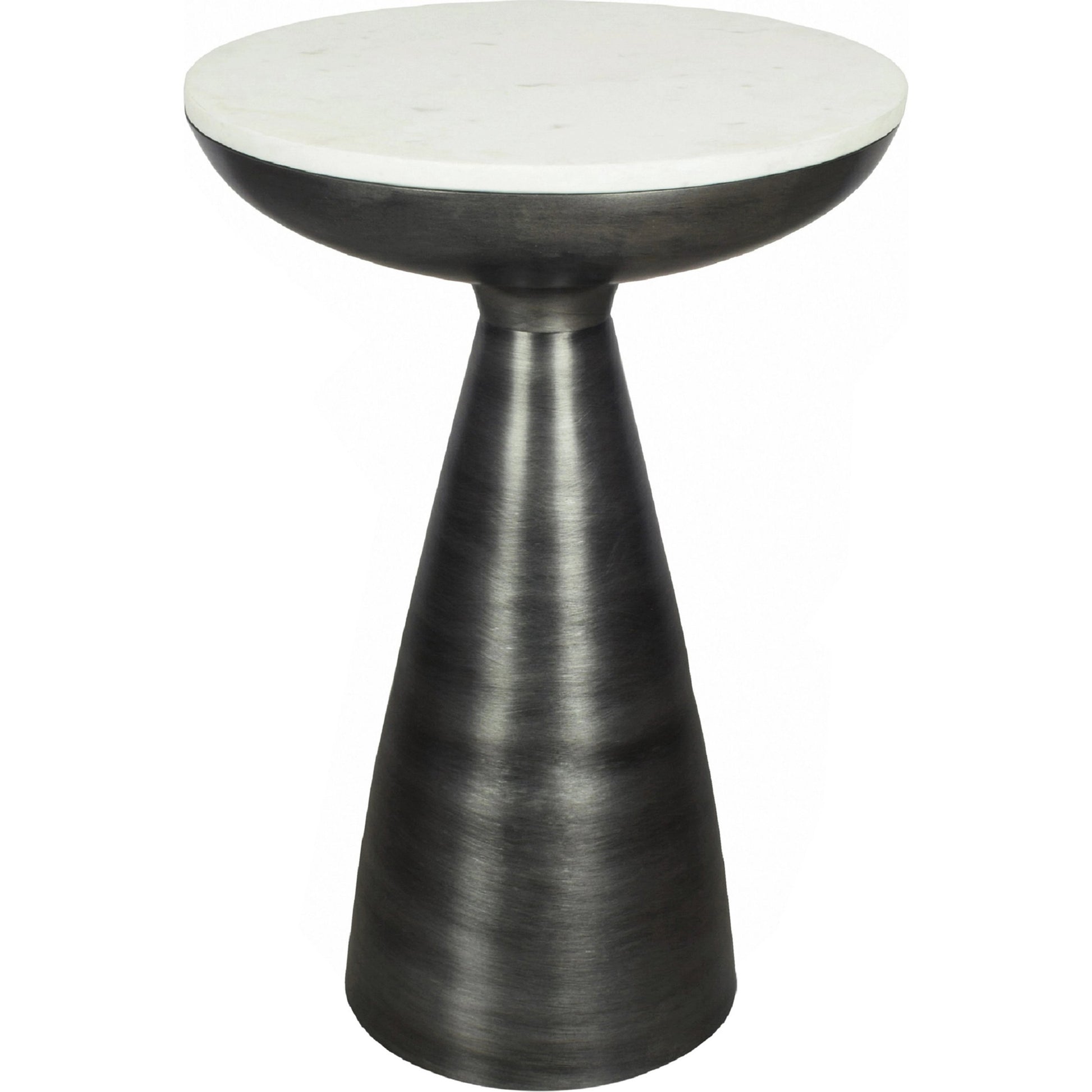 Font Side Table Marble by Moe's Home Collection in raw, white. Made from aluminum, white marble top in a modern style.
