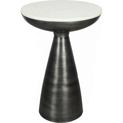 Font Side Table Marble by Moe's Home Collection in raw, white. Made from aluminum, white marble top in a modern style.