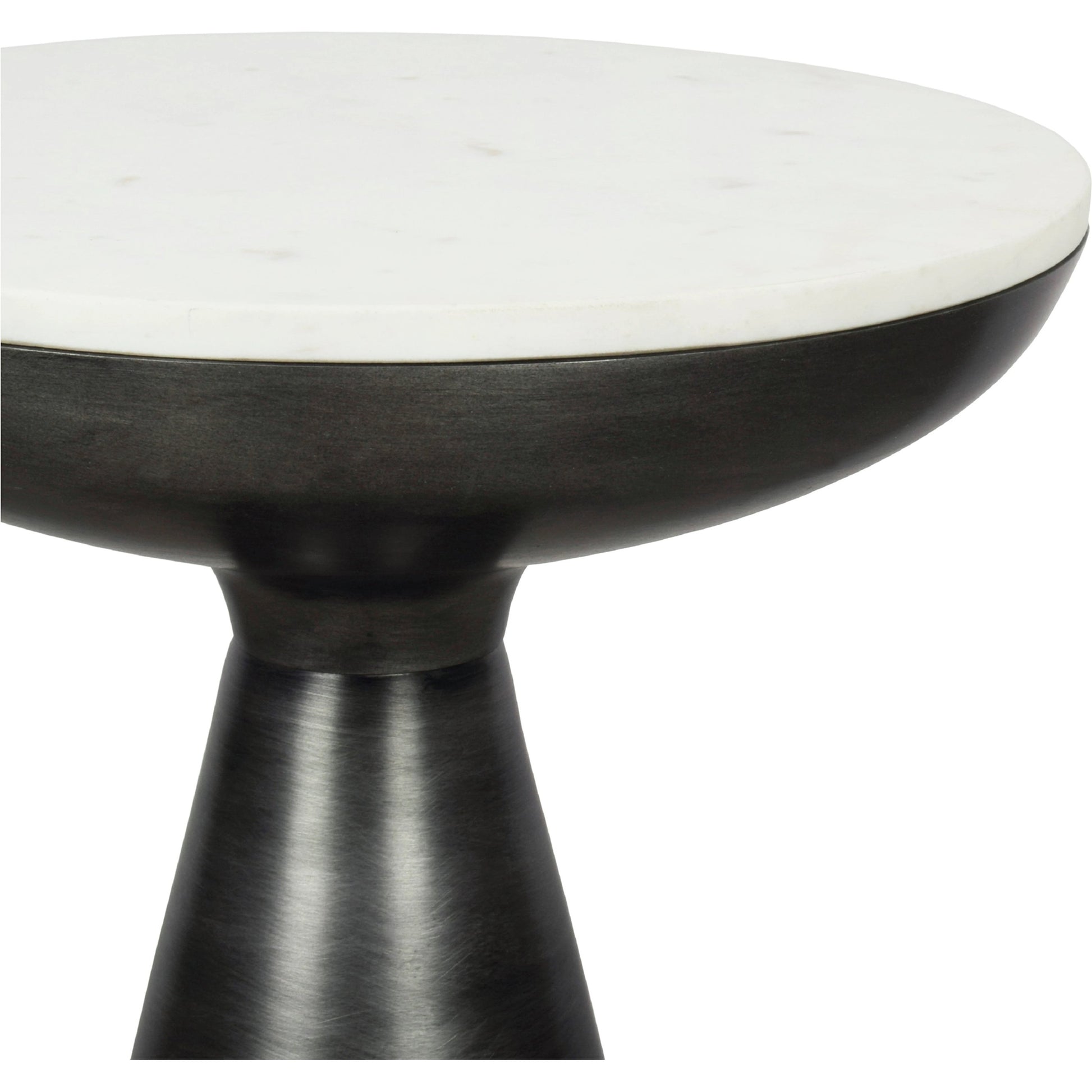 Font Side Table Marble by Moe's Home Collection in raw, white. Made from aluminum, white marble top in a modern style.