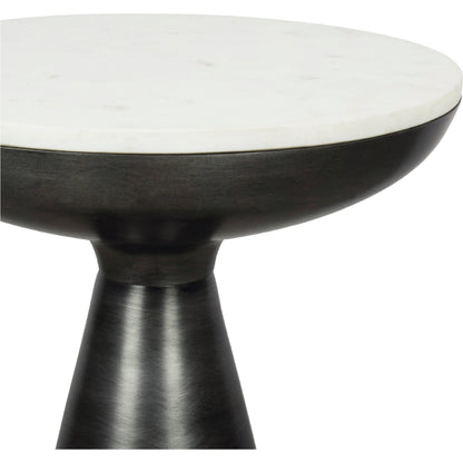Font Side Table Marble by Moe's Home Collection in raw, white. Made from aluminum, white marble top in a modern style.