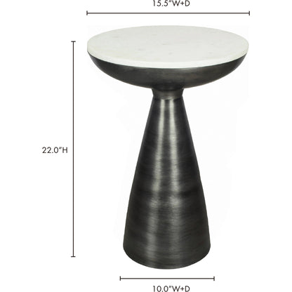 Font Side Table Marble by Moe's Home Collection in raw, white. Made from aluminum, white marble top in a modern style.