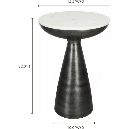 Font Side Table Marble by Moe's Home Collection in raw, white. Made from aluminum, white marble top in a modern style.
