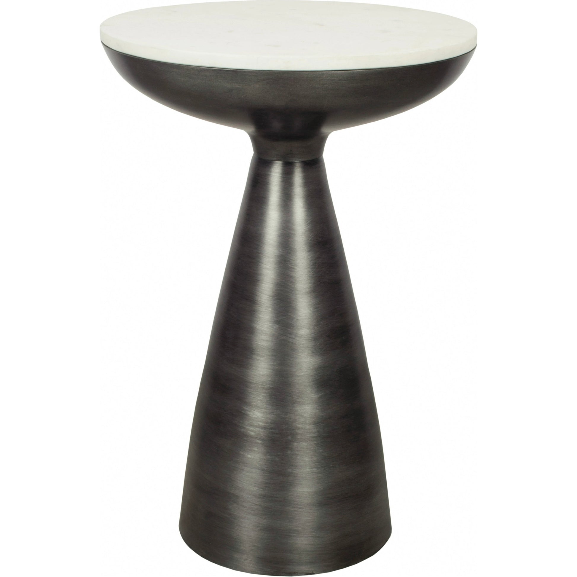 Font Side Table Marble by Moe's Home Collection in raw, white. Made from aluminum, white marble top in a modern style.