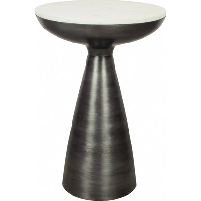Font Side Table Marble by Moe's Home Collection in raw, white. Made from aluminum, white marble top in a modern style.