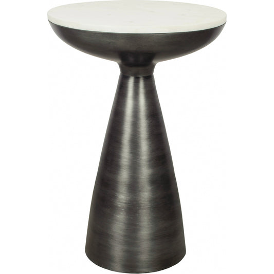 Font Side Table Marble by Moe's Home Collection in raw, white. Made from aluminum, white marble top in a modern style.