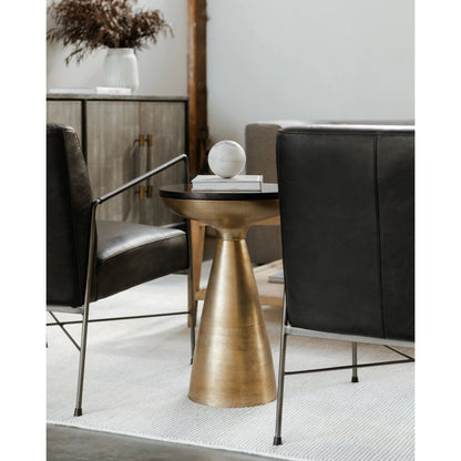 Font Side Table by Moe's Home Collection in brass and unfinished. Made from aluminum in a eclectic & global style.