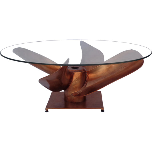 Archimedes Table by Moe's Home Collection in copper. Made from aluminum, glass in a modern style.