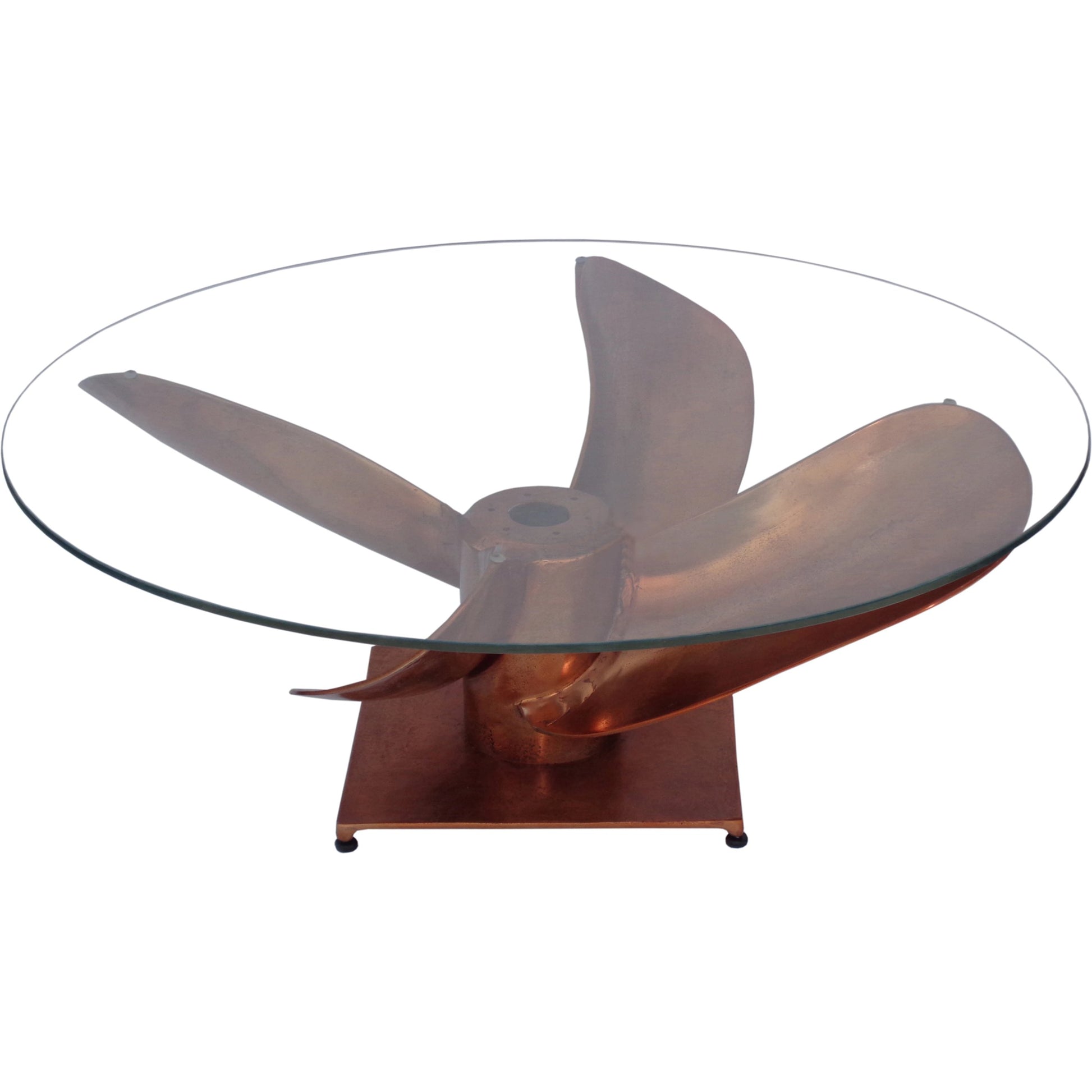 Archimedes Table by Moe's Home Collection in copper. Made from aluminum, glass in a modern style.