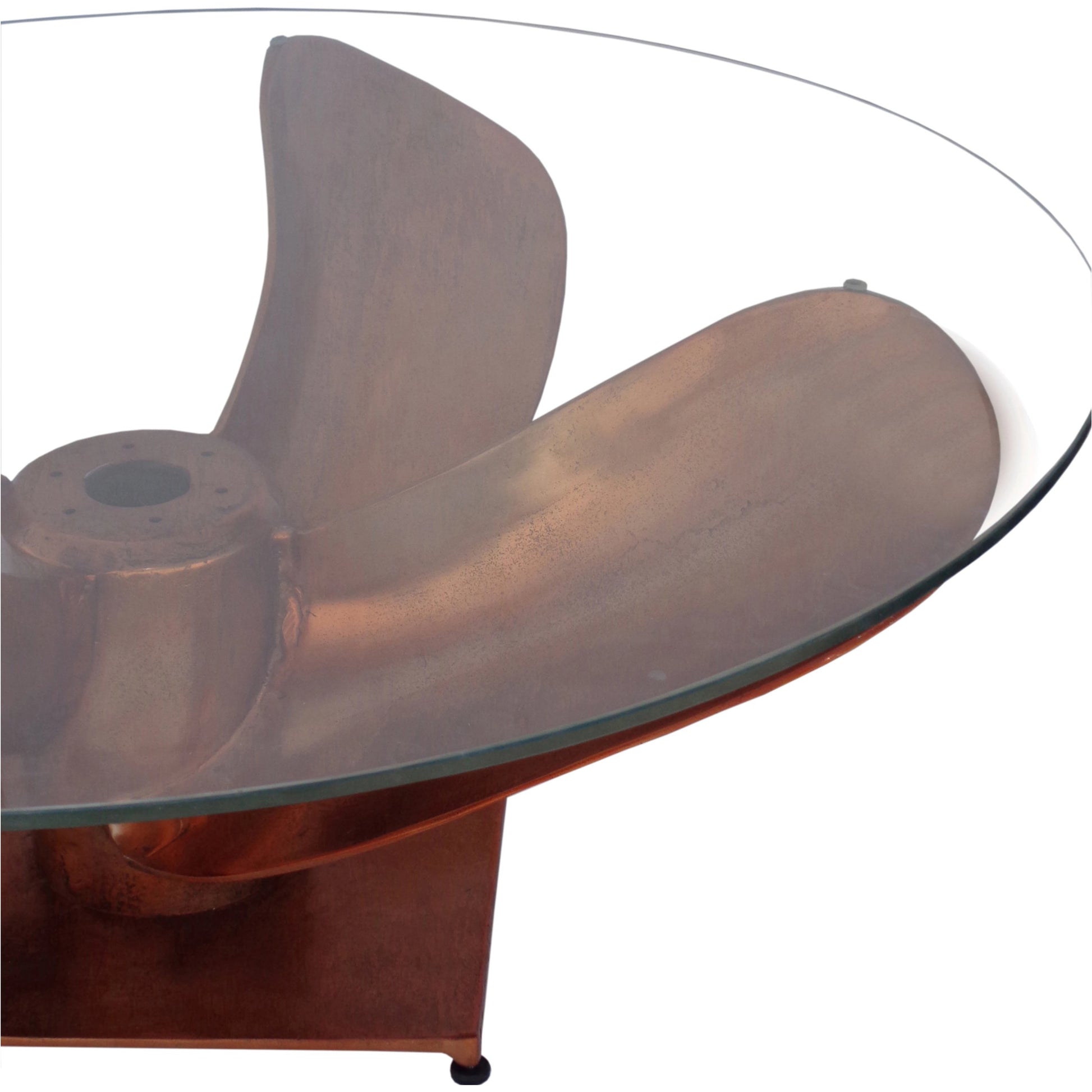 Archimedes Table by Moe's Home Collection in copper. Made from aluminum, glass in a modern style.