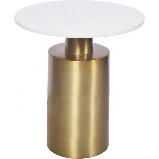 France Accent Table by Moe's Home Collection in gold. Made from aluminum base, marble top in a modern style.