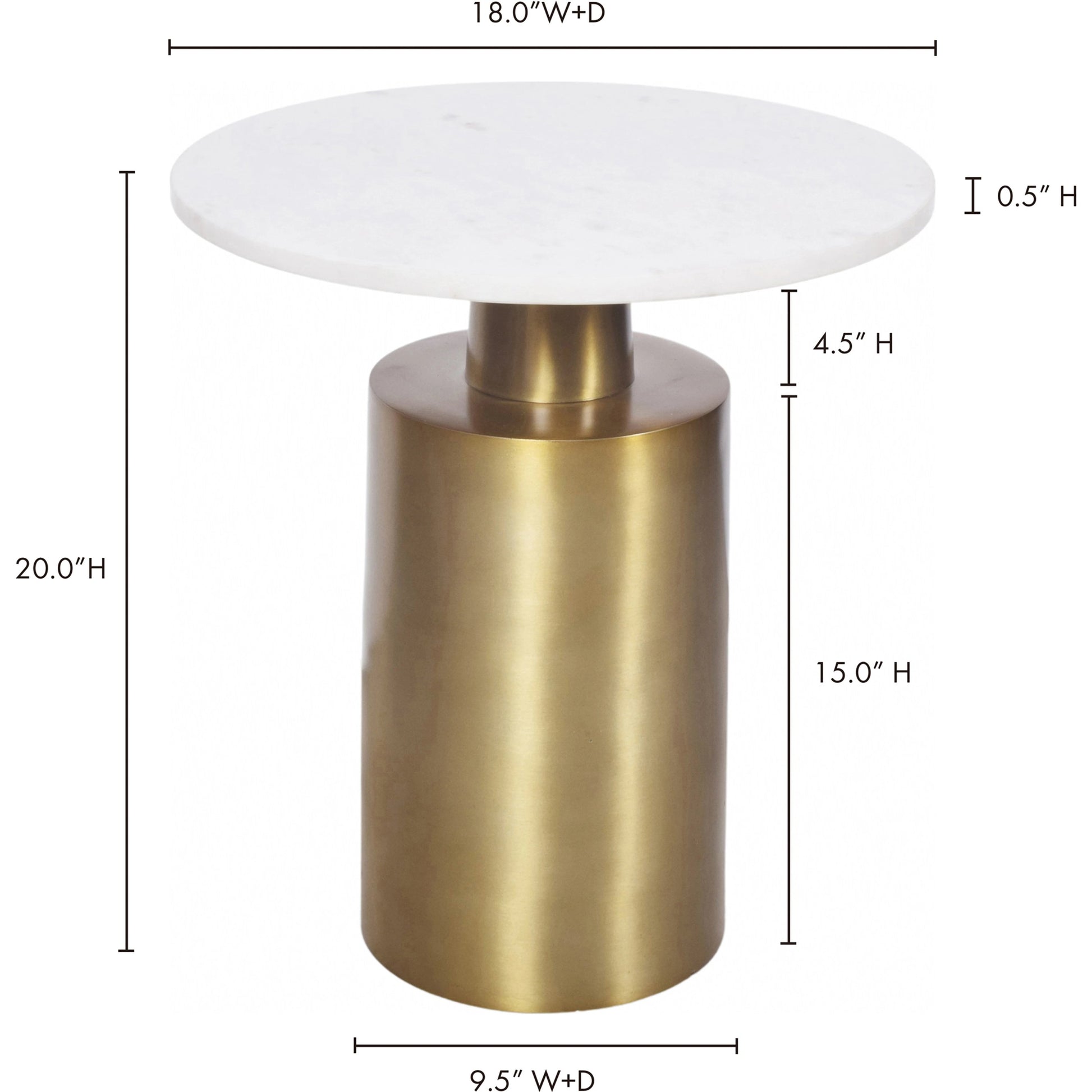 France Accent Table by Moe's Home Collection in gold. Made from aluminum base, marble top in a modern style.